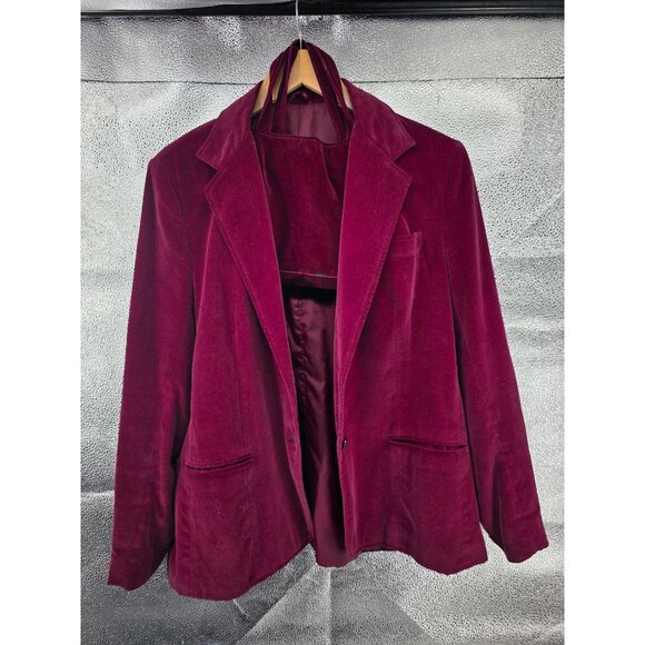 Vintage Stockton Burgundy Velvet Blazer & Bag Set - Picture 13 of 16
